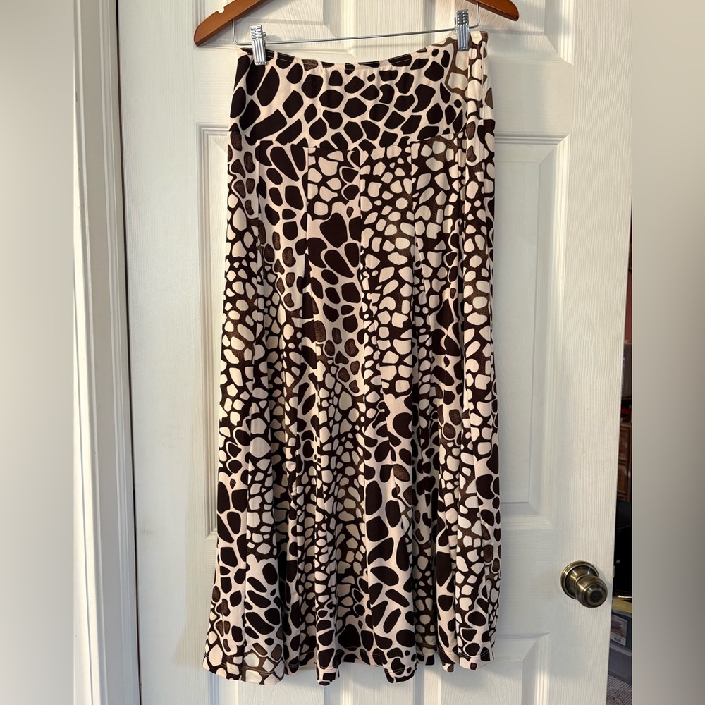 Lapis Brown and Cream Printed Maxi Skirt - Picture 9 of 9